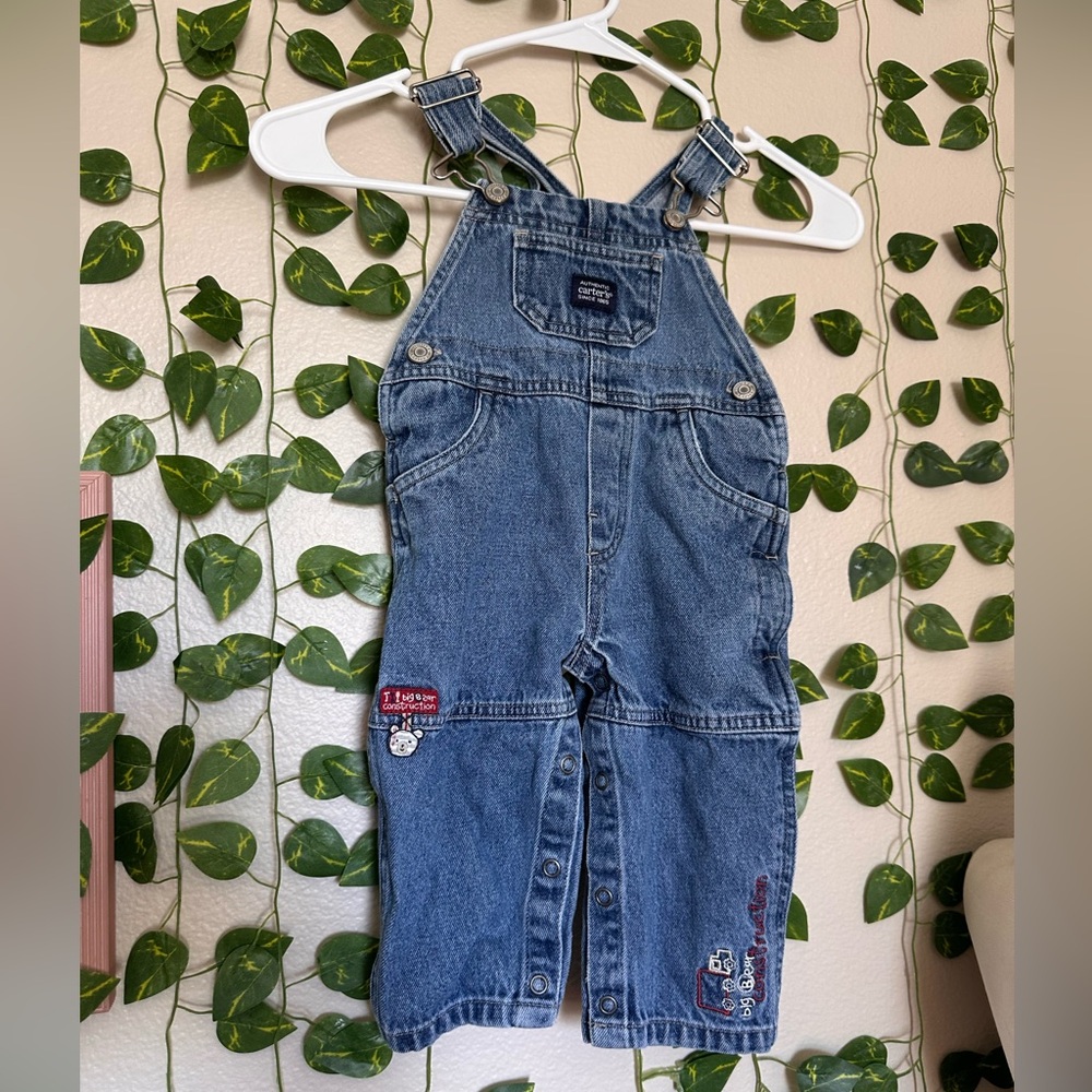 Carters overalls “big bear construction” size 9-12 months vintage 90s cartoon